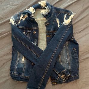Worn Cropped Denim Jacket - S